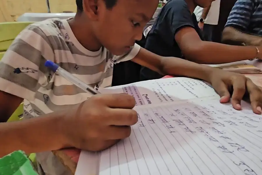 Student doing homework